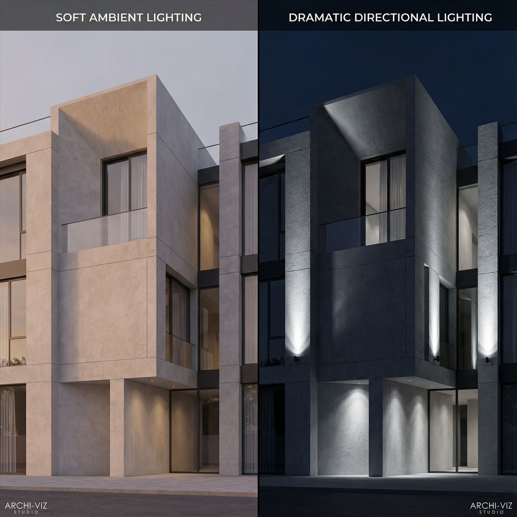 Interior architectural space with natural light streaming through windows creating realistic shadows and highlights